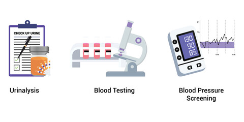 Clinical laboratory analysis icons vector