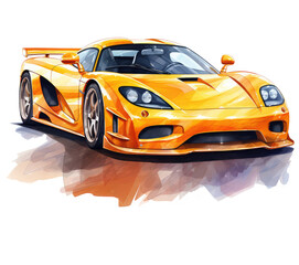 Obraz na płótnie Canvas Futuristic sports car painted in watercolor . Generative AI