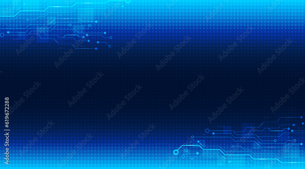Aufkleber digital circuit lines futuristic technology abstract and cyberspace with blue background.