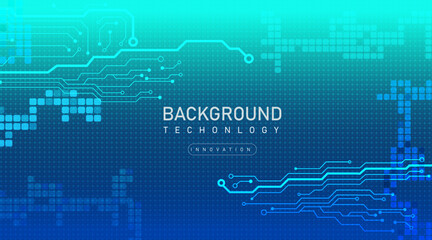 Digital circuit lines futuristic technology abstract and cyberspace with blue background.