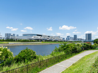 Fototapeta premium 有明北緑道公園から豊洲市場 快晴で気持ち良い