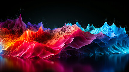 Graphical representation of the amplitude of different sound frequencies. AI generativ.
