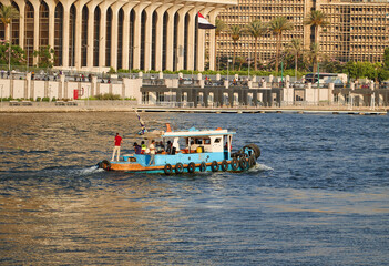 Egypt, Cairo - Boat in the Nile River, Downtown Cairo.