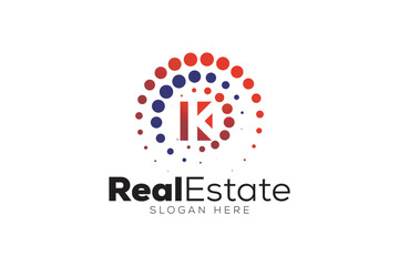 Minimal Letter k Real Estate logo design vector template