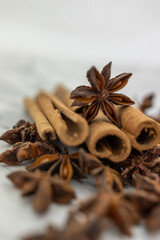 Obraz na płótnie Canvas Cinnamon and Anise spice used for cooking and aromatherapy 
