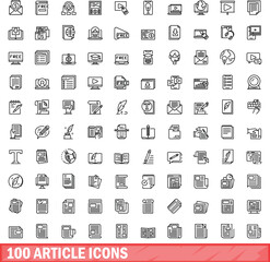 100 article icons set. Outline illustration of 100 article icons vector set isolated on white background