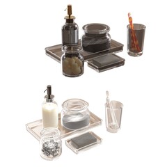 Bathroom accessories isolated on white background, bidet, 3D illustration, cg render
