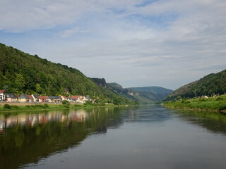 Fototapeta na wymiar Elbe River near Rathen germany saxon swizerland