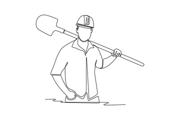 Continuous one line drawing Labor Day concept. Single line draw design vector graphic illustration.