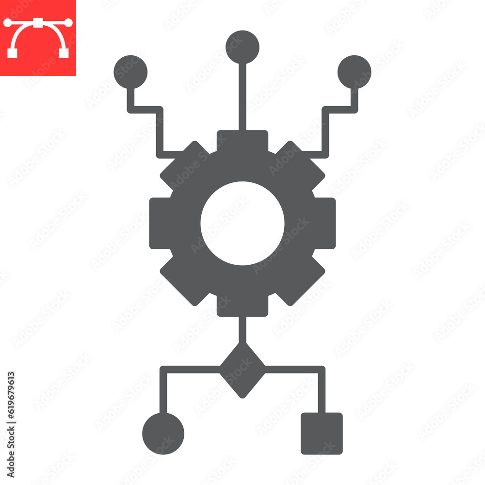 Poster algorithm glyph icon, technology and artificial intelligence, automated system vector icon, vector g