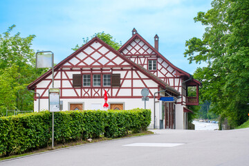 Fototapeta na wymiar Landscape of Rhein fall ticket booking office, Germany
