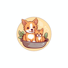 Cute cat logo design vector illustration