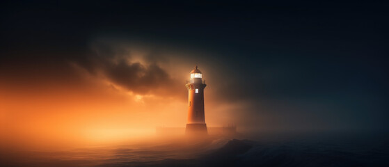 lighthouse at night - Powered by Adobe