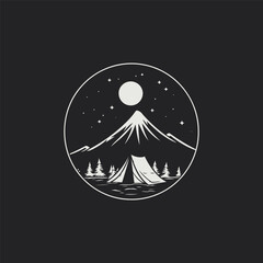 Campfire vintage logo design vector illustration