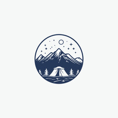 Campfire vintage logo design vector illustration