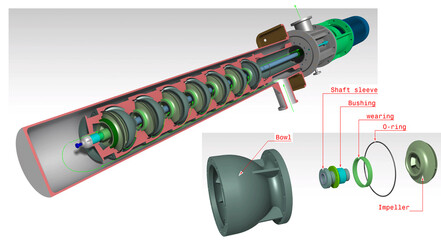 Condensate extrusion pump equipment part 3D illustration
