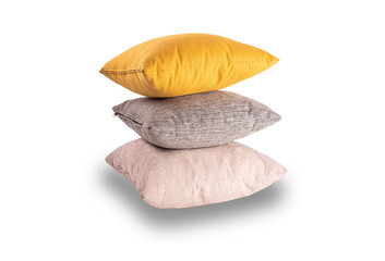 Three Different Color Modern Cushion or Pillow isolated over white background