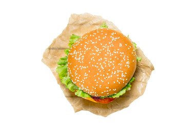 hamburger on a white background _ hamburger png _ food image _ Indian food image   - obrazy, fototapety, plakaty