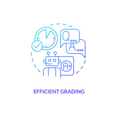 Thin line gradient icon representing efficient grading in AI education, isolated vector illustration, innovation in education.