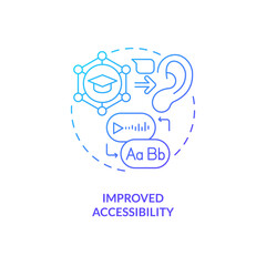 Thin line gradient icon representing improved accessibility in AI education, isolated vector illustration, innovation in education.
