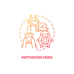 Thin line gradient icon representing motivation crisis, isolated vector illustration, innovation in education.