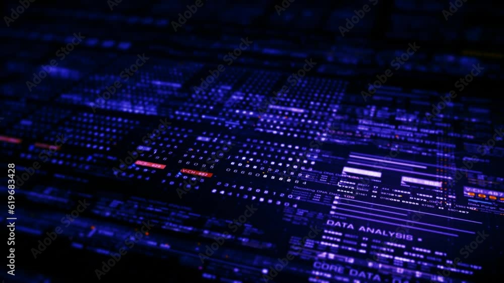 Fototapete Advanced data matrix simulation UI with cutting-edge digital environment with a dynamic and immersive display of interconnected data matrix information networks systems background