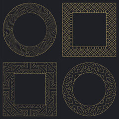 Set decorative circular vintage geometrical ornament.