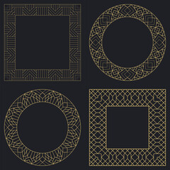 Set decorative circular vintage geometrical ornament.
