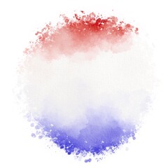 Watercolor patriotic background. Abstract round red and blue print