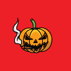 Pumpkin head smoking halloween festival in oktober