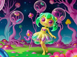 Cute Slime Creatures, Generative AI Illustration