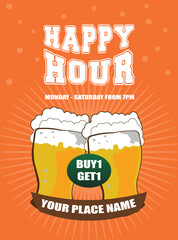 Happy hour party flyer poster or  social media post design