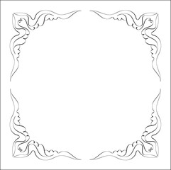 Elegant black and white monochrome ornamental border for greeting cards, banners, invitations. Vector frame for all sizes and formats. Isolated vector illustration.