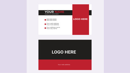 red colored double sided vector business card design for any kind of use.Business card flat design template vector.