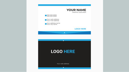 Fototapeta na wymiar Modern blue business card design template. Creative and clean minimalist style. Luxury business card design template. 