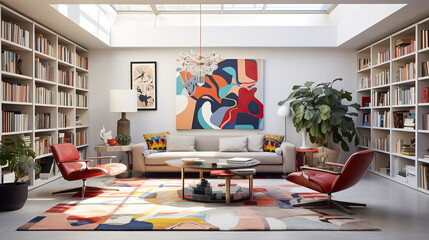 Art Home Contemporary living room. Modern multicolored living room interior