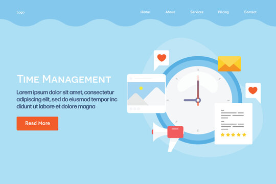 Social media content post schedule, digital marketing calendar business time management conceptual web banner vector illustration.