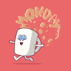 Happy Coffee mug character running vector illustration. Drink, motivation, inspiration design concept.