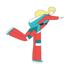 Air Sport with Woman Character Wear Parachute Bag Vector Illustration