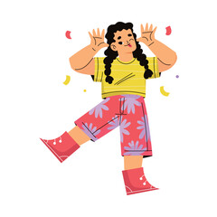 Girl Hooligan with Bad Behavior Showing Grimace Vector Illustration