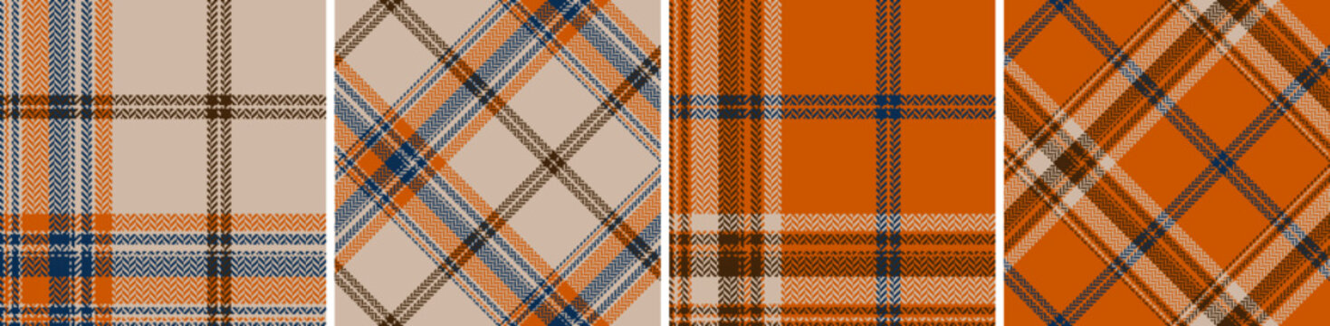 Colored straight and oblique cage herringbone texture tartan background.