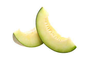 Cantaloupe melon slices on transparent png.