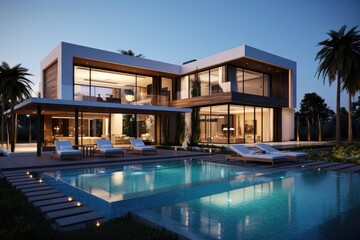 Fototapeta premium Modern villa with pool