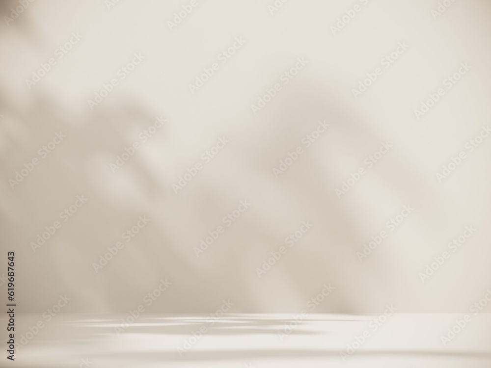 Poster 3d summer podium, display with yellow abstract object and flower on the background of shadows. showc