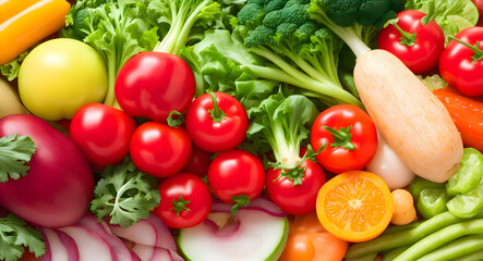 Fototapeta na wymiar Food background with assortment of fresh organic vegetables