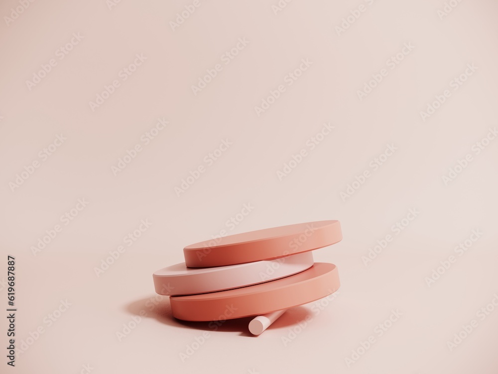 Aufkleber pastel beige objects, geometric shapes in an abstract composition - 3d render. background with podiu