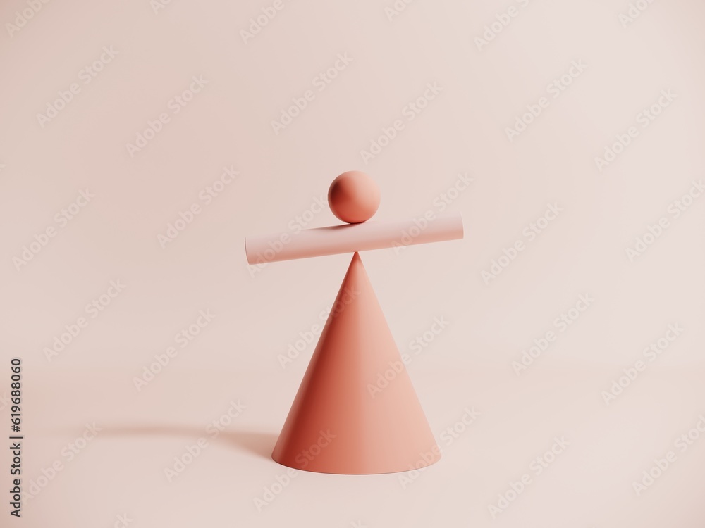 Poster pastel beige objects, geometric shapes in an abstract composition - 3d render. background with podiu