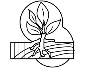 irrigating farmland, Agribusiness industry concept with a flat, line art icon.