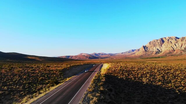 Aerial view of Nevada Highways in scenic southwest USA 