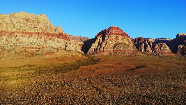  Majestic mountain in aeial panorama at Red Rock Canyon  in southern Nevada